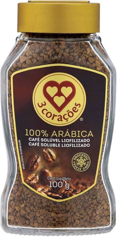 3 Corações Café Solúvel Liofilizado, Vidro 100G