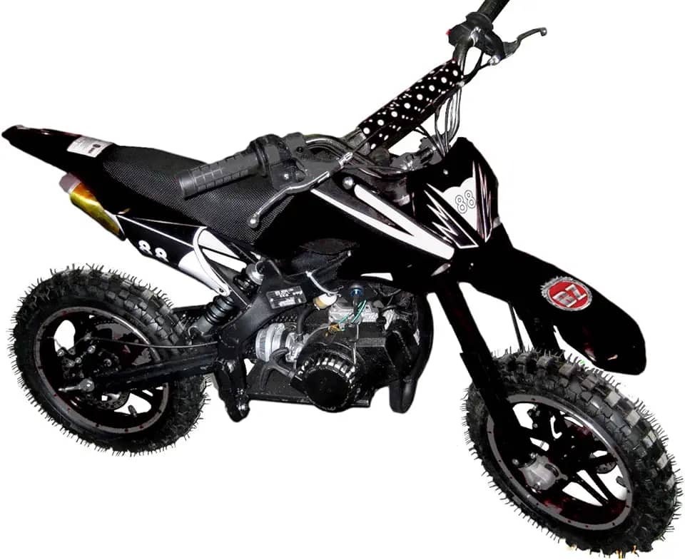 Mini Moto Cross Trilha 49cc BZ Arena Preta Partida a Corda Gasolina com Óleo 2 Tempos BARZI MOTORS