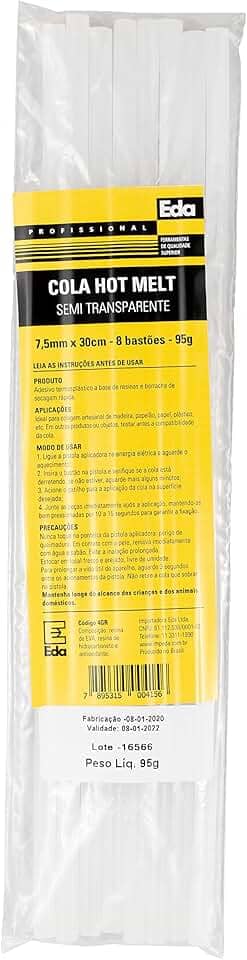EDA Cola Quente Para Pistola 7 5 Mm X 30 Cm 8 Barras Eda