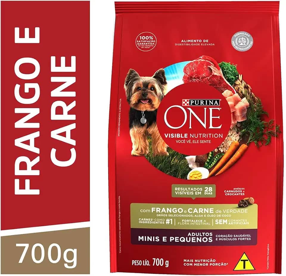 Ração Cães Adultos Pequenos PURINA ONE Frango e Carne 700g