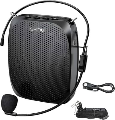 SHIDU Amplificador de voz portátil microfone pessoal fone de ouvido para falar sistema mini PA recarregável para professores guias turísticos treinadores sala de aula canto yoga fitness instrutores