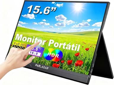 Tocável Monitor Portátil Touchscreen 15,6'' FHD 1080P IPS Extensor De Tela Sensível Ao Toque Ultra com Alto-falantes e Capa Conectividade USB Tipo C HDMI para Laptop Notebook PC Celular Trabalho Jogos