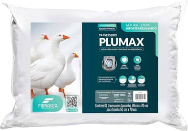 Travesseiro Toque de Pluma - Plumax Percal - Integralmente lavável em máquina - P/fronhas 50x70 cm - Fibrasca
