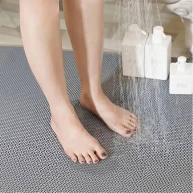 Tapete Vazado Antiderrapante Para Banheiro Box Idoso 100x60 Cinza