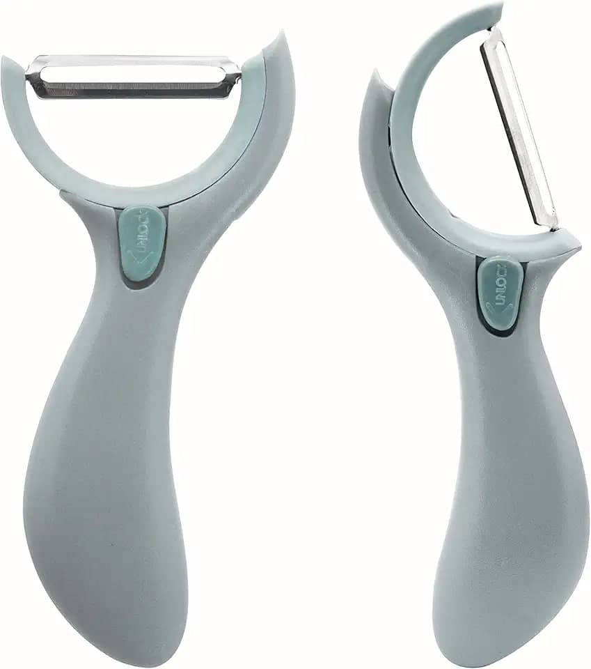 Mimo Style Descascador de Legumes e Frutas Dupla Função, Troque a Posição da Lâmina Para Descascar Diferentes Tipos de Alimentos, Lâmina Afiada de Inox e Cabo de Plástico Polipropileno Anatômico