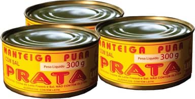Manteiga com Sal; 3 Latas de 300g - Laticinios Prata
