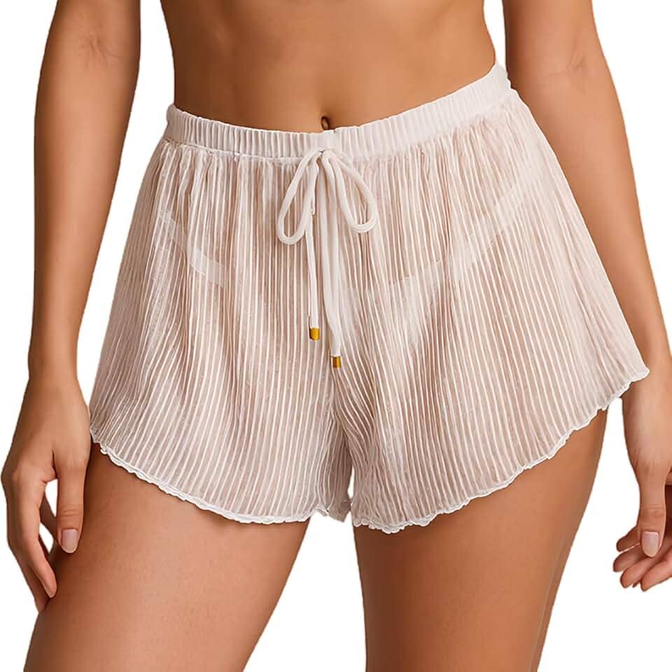 Saída Praia Feminina Adulto Curta Transparente Shorts Soltinho Verão Piscina Praia Tamanho Único