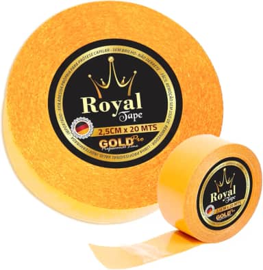 Fita Adesiva Gold+ 20 Mts x 2,5cm Protese Capilar Perucas Plus Original Não Mela Não Derrete Amarela Premium ROYAL TAPE
