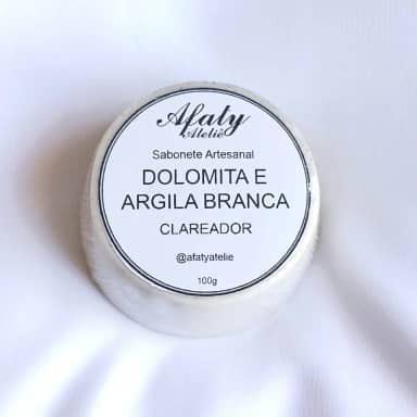 Sabonete de Dolomita e Argila Branca 100g – Clareador, Pele de Porcelana | Afaty