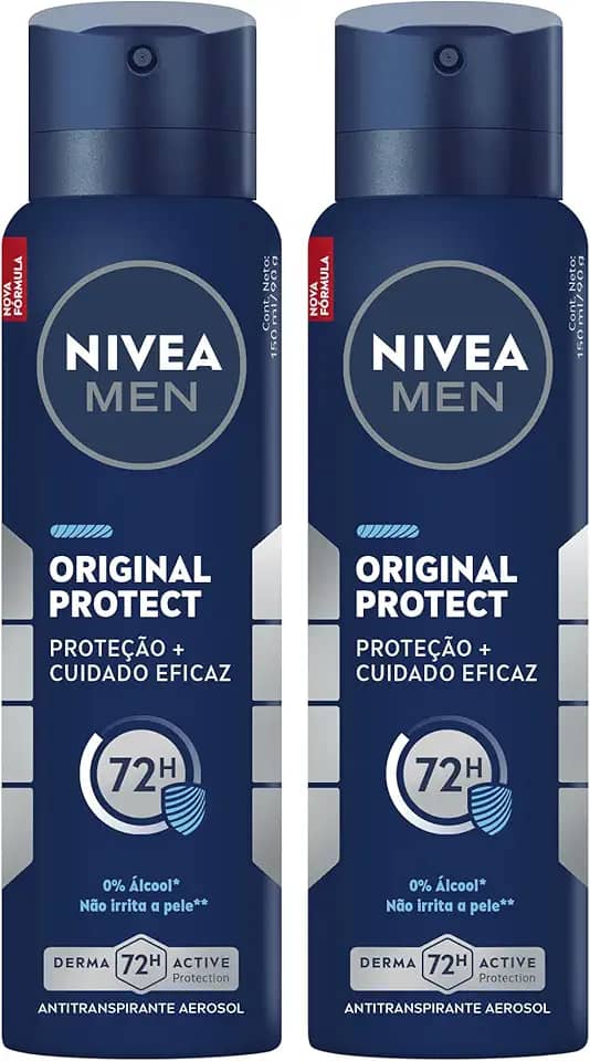 NIVEA MEN Kit Desodorante Antitranspirante Aerossol Original Protect 48h 150ml (2 unidades)