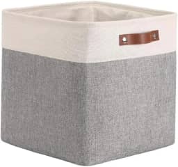 Genérico Cesto Organizador Tecido Linho Dobrável 33x33x33 Cinza