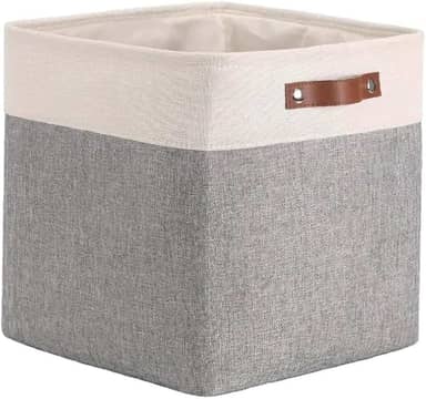 Genérico Cesto Organizador Tecido Linho Dobrável 33x33x33 Cinza