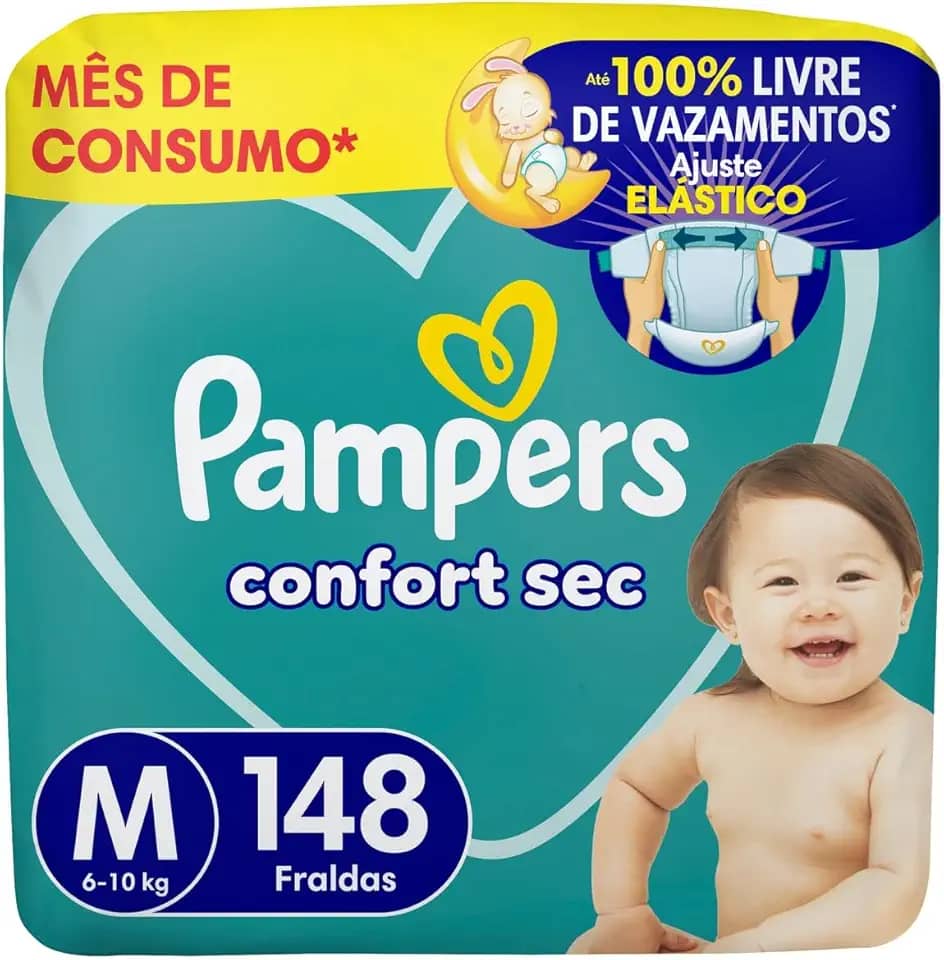 Fralda Pampers Confort Sec Tamanho M 148 Unidades