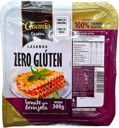 Casarão, Massa para Lasanha Vegana Tomate com Berinjela sem Glúten 300g - Casarão