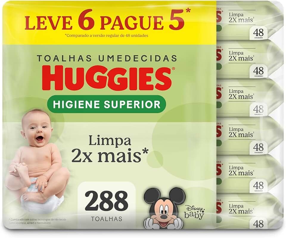 Lenços Huggies Higiene Superior Limpam 2x Mais com 288 unidades