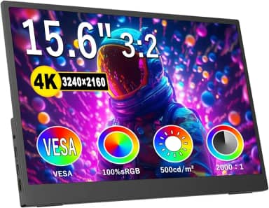 Monitor portátil de 39.6 cm 4K, 3240 * 2160 monitor ultrafino para jogos de computador, 2000: 1.500cd, 100% sRGB com suporte ajustável de 45°, monitor de computador HDMI USB-C padrão, para laptop, PC