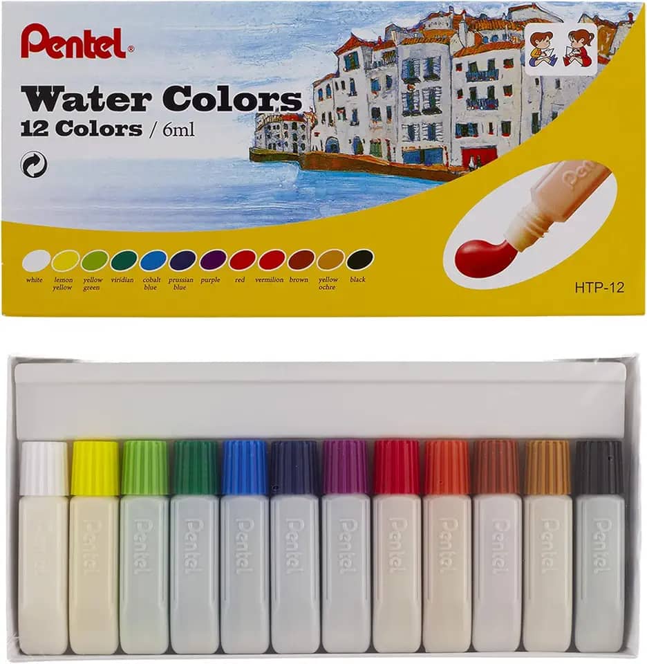 Aquarela HTP Pentel a Base de Água 12 Cores