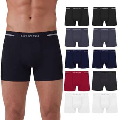 Kit 10 Cueca Boxer Masculina Sortida Microfibra Poliamida Sem Costura Selene