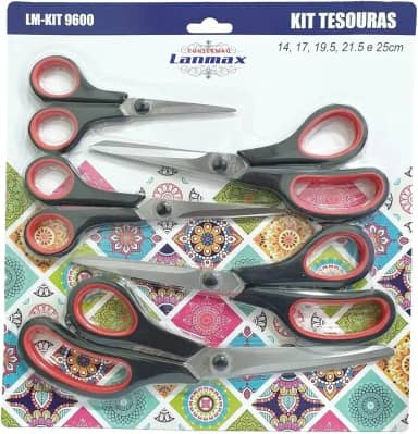 Kit 5 Tesouras Multiuso de Precisão (Cozinha, Costura e Artesanato) - Lanmax