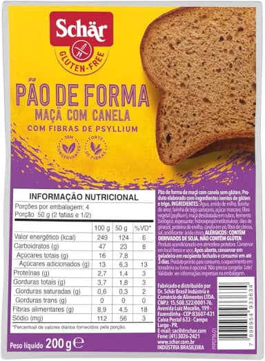 PÃO DE FORMA MAÇA COM CANELA 200G