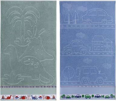 Kit 2 Toalhas Banho Infantil Criança Algodão Jacquard Menino Menina 1,20m X 0,70m (Menino)