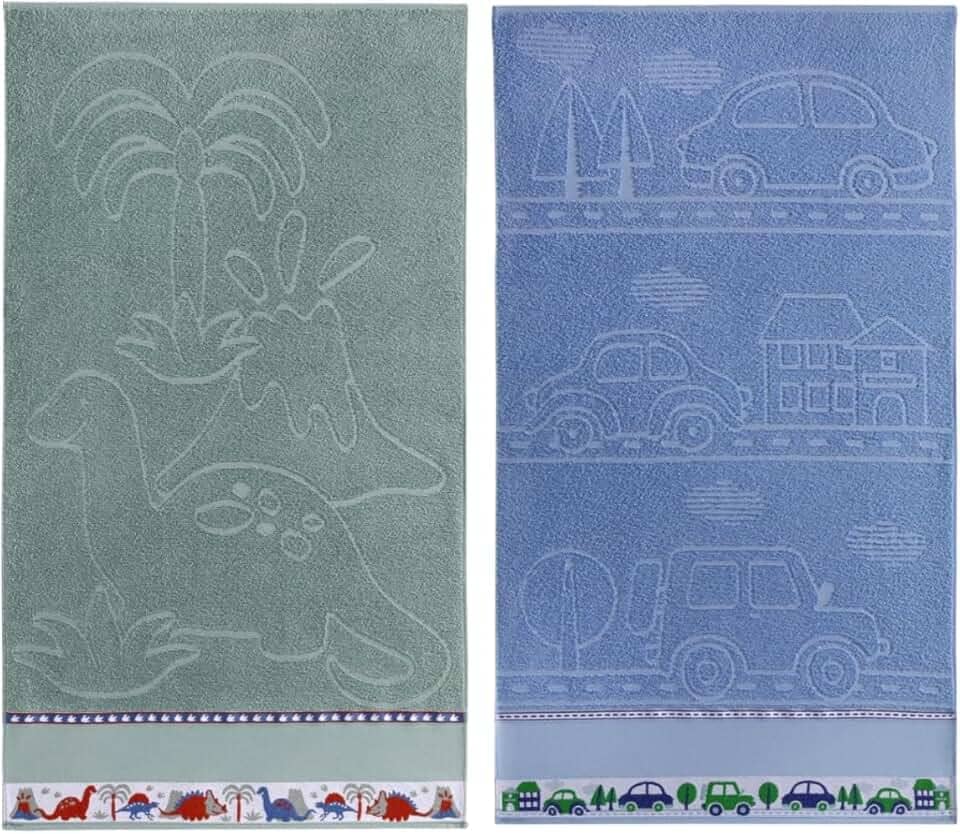 Kit 2 Toalhas Banho Infantil Criança Algodão Jacquard Menino Menina 1,20m X 0,70m (Menino)