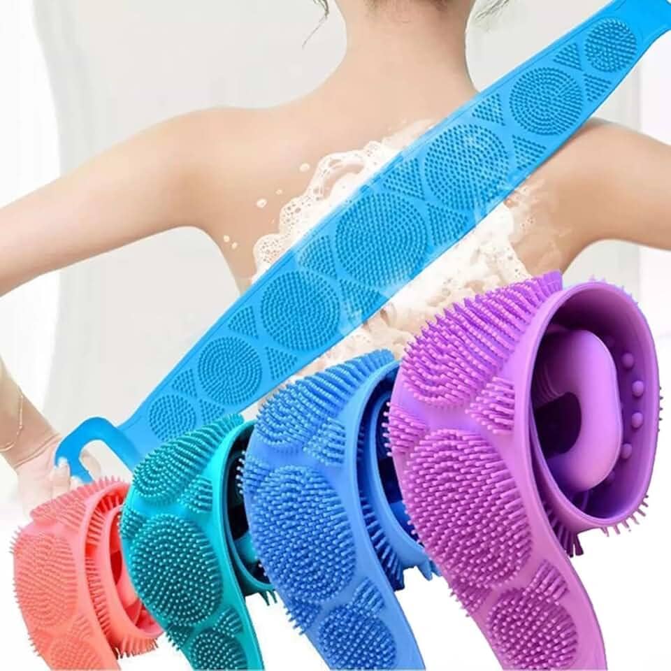 Esfregão Esponja de Banho Esticável de Silicone Massageador Esfoliante para Costas Limpeza Profunda e Relaxante (Azul)