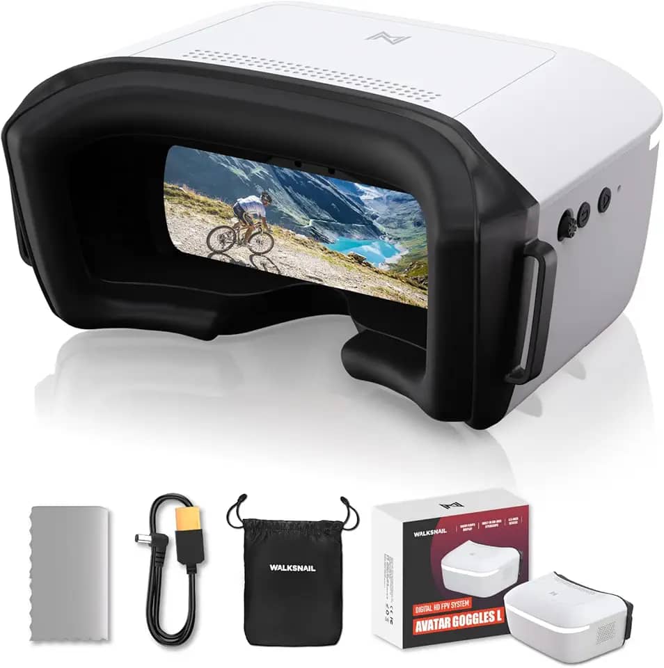 CADDXFPV Óculos Walksnail Avatar HD FPV L – Tela 1080p 4,5 polegadas, rastreamento de cabeça, experiência de voo imersiva, sinal PPM, slot micro SD, personalização de lentes, compatível com todos os