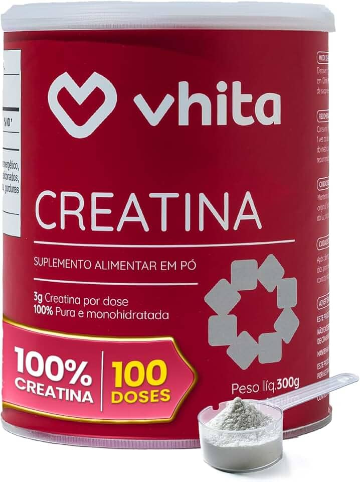 Creatina 300g Pura Monohidratada - Suporte de Saúde cerebral e muscular - 100 doses Vhita