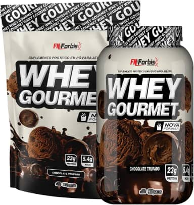 Kit Pote + Refil Whey Protein Gourmet - FN Forbis Nutrition (Chocolate Trufado)