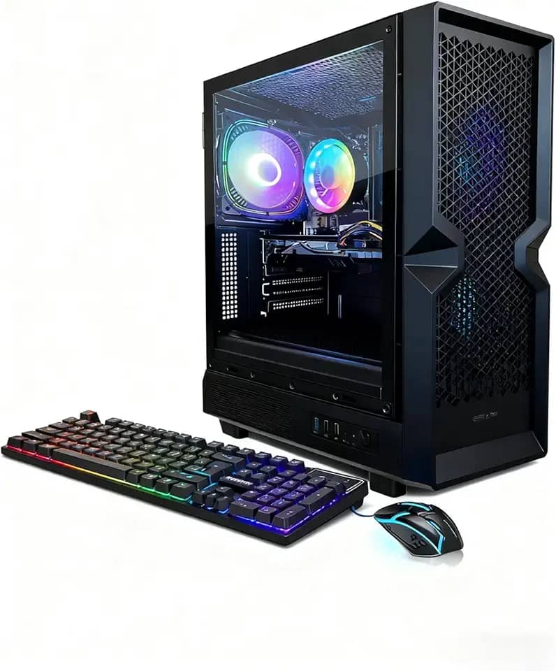 STGAubron PC Desktop para jogos, Radeon RX 580 16G, Intel Core i7 até 3,9G, 16G RAM, 512G SSD, 600M WiFi, BT 5.0, RGB Fan x3, Windows 11 Home