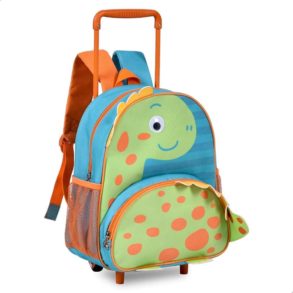 Mochila de Rodinha Infantil Dinossauro para Meninos Clio Pets 13 Polegadas