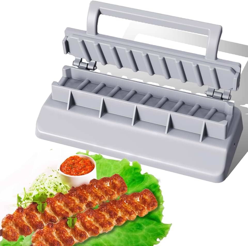 Pamkiid Máquina De Prensa Para Fazer Kebab, Molde Espetos Grandes Espetinho, Manual Espetinhos Carne Carneiro, Ferramenta Grelhar Churrasco, Cinza