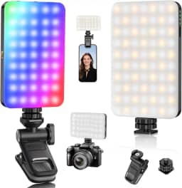 KOSCHEAL Luz para Gravar Vídeo com Clip, Luz de LED Portátil 129 LEDs 3000mAh - 3 Modos, 10 Níveis 2500K-9500K para Selfies e Lives