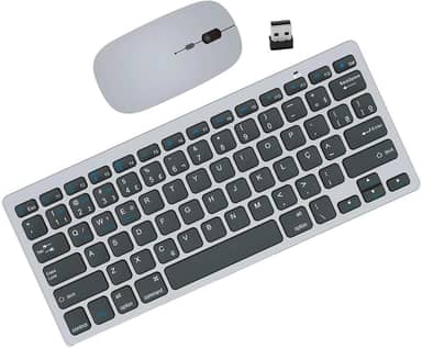 KIT Teclado e Mouse Sem Fio Bluetooth para Tablet Macbook iPad iMac Notebook PC, Premium Silencioso Minimalista Portátil ABNT2 (Grafite)