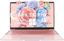 Svikou Laptop ouro rosa de 14 polegadas, Win 11 Pro (pré-instalado), processador Intel Quad-Core J4105, tela IPS FHD, 6 GB de RAM, SSD de 128 GB, notebook ultraleve para viagens, aulas online