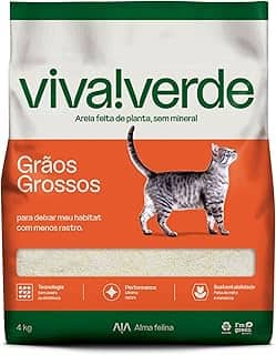 Viva Verde Areia Higiênica Biodegradável para Gatos Grãos Grossos 4kg