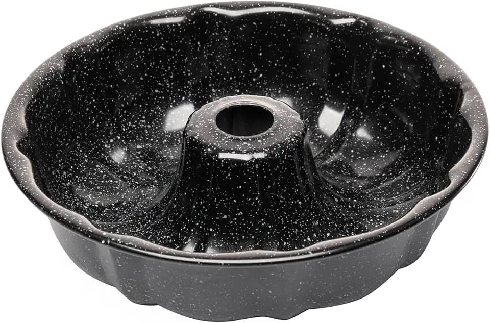 LYOR - Forma para Bolo com Furo Antiaderente de Aço Carbono Granilite Preta 24cm x 6cm