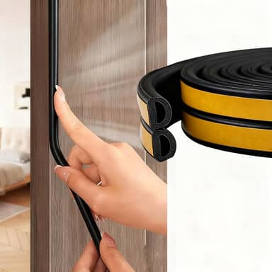 Tira de vedação de chuva e vento para portas e janelas, fita de isolamento acústico autoadesiva de espuma de borracha adesiva, 19,68 pés, pode ser cortada, adequada para várias lacunas