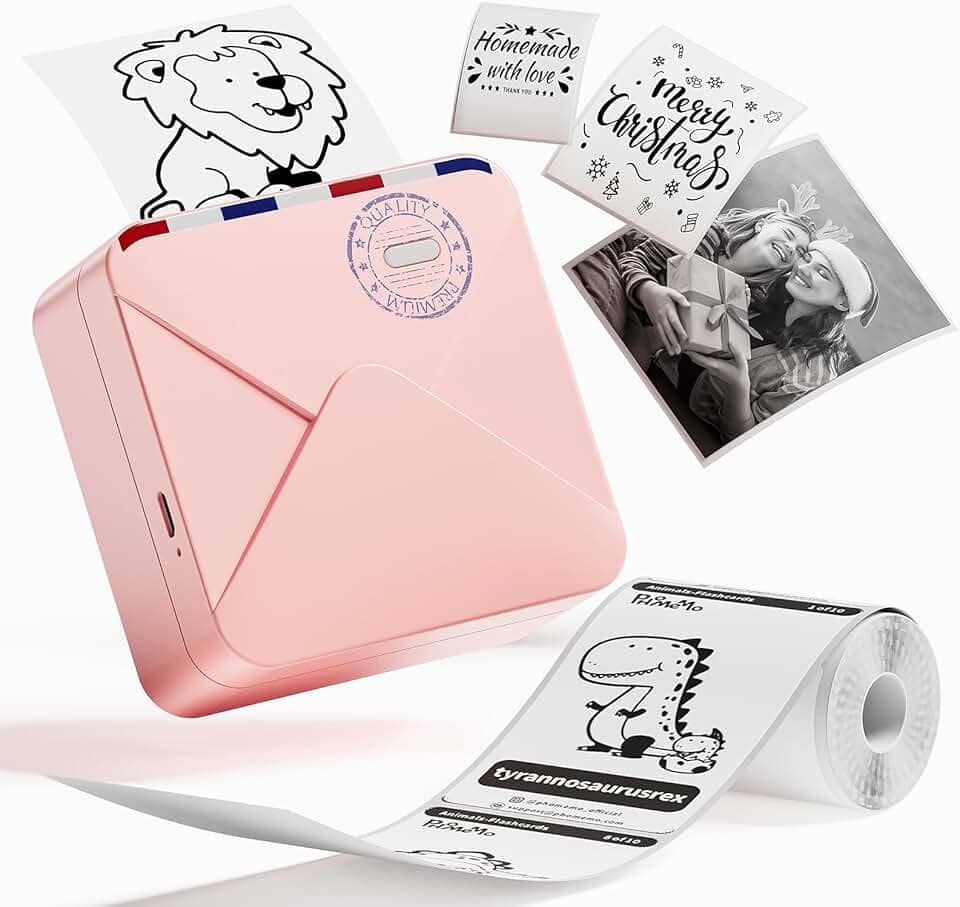 COLORWING M02S Mini impressora de bolso - Mini impressora térmica Bluetooth 300 DPI, impressora de adesivos térmicos para notas de estudo, foto, organização, presente, compatível com iOS e Android