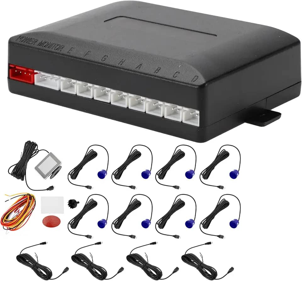 Sistema de radar de backup reverso de veículo automotivo LCD Display de distância Sensores de estacionamento reverso detecção de distância 8 sensores de estacionamento azul