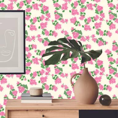 Papel de Parede Toque de Flor Rosa I Crie Paredes I Impresso em alta definição (M)