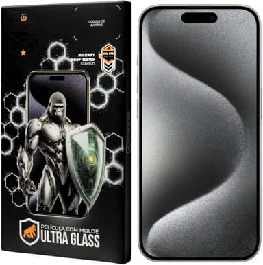 Gshield Película de Vidro Temperado Ionizado Anti-Reflexo Anti Impacto 100% de sensibilidade Tela Toda, Ultra Glass para (iPhone 15 Pro Max)