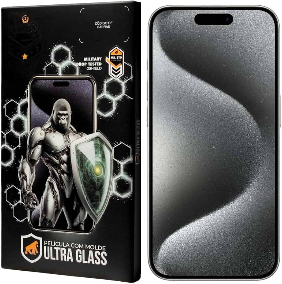 Gshield Película de Vidro Temperado Ionizado Anti-Reflexo Anti Impacto 100% de sensibilidade Tela Toda, Ultra Glass para (iPhone 15 Pro Max)