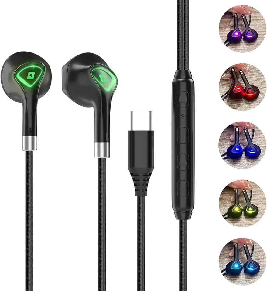 Fone com Fio Tipo C Fone de Ouvido com Microfone Redução inteligente de ruído Compatível com iPhone 15/16, Samsung, Motorola