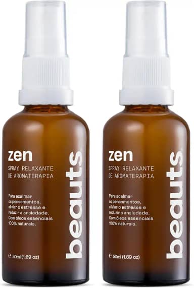 Kit Spray de Aromaterapia Relaxante com Oleos Essenciais - Para Aliviar a Ansiedade, o Estresse e Dormir Melhor - Blend de Oleos Essenciais Naturais de Lavanda, Capim Limão, Cedro e Manjerona - Vegano, Beauts, 50 mL