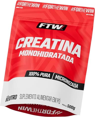 FTW Creatina Monohidratada 100% Pura - Explosão de Energia, Força e Resistência - Absorção Rápida para Ganho de Massa e Performance (Refil 500G)