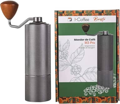 ICoffee Moedor de Café Manual M3PRO Com Capacidade de 20g/30g Com Broca Cônica de Aço Inoxidável CNC, Ajuste Interno Ajustável, Posicionamento de Rolamento Duplo