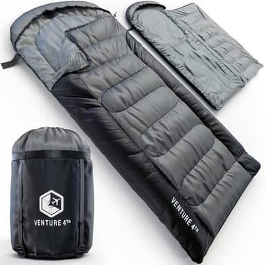 VENTURE 4TH Saco de dormir para mochila – 2GG, tamanhos duplo e único – Sacos de dormir leves para climas quentes e frios para adultos, crianças e casais – Ideal para caminhadas, acampamento e