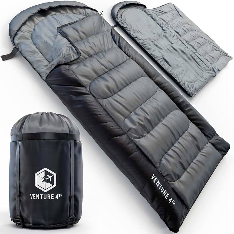 VENTURE 4TH Saco de dormir para mochila – 2GG, tamanhos duplo e único – Sacos de dormir leves para climas quentes e frios para adultos, crianças e casais – Ideal para caminhadas, acampamento e